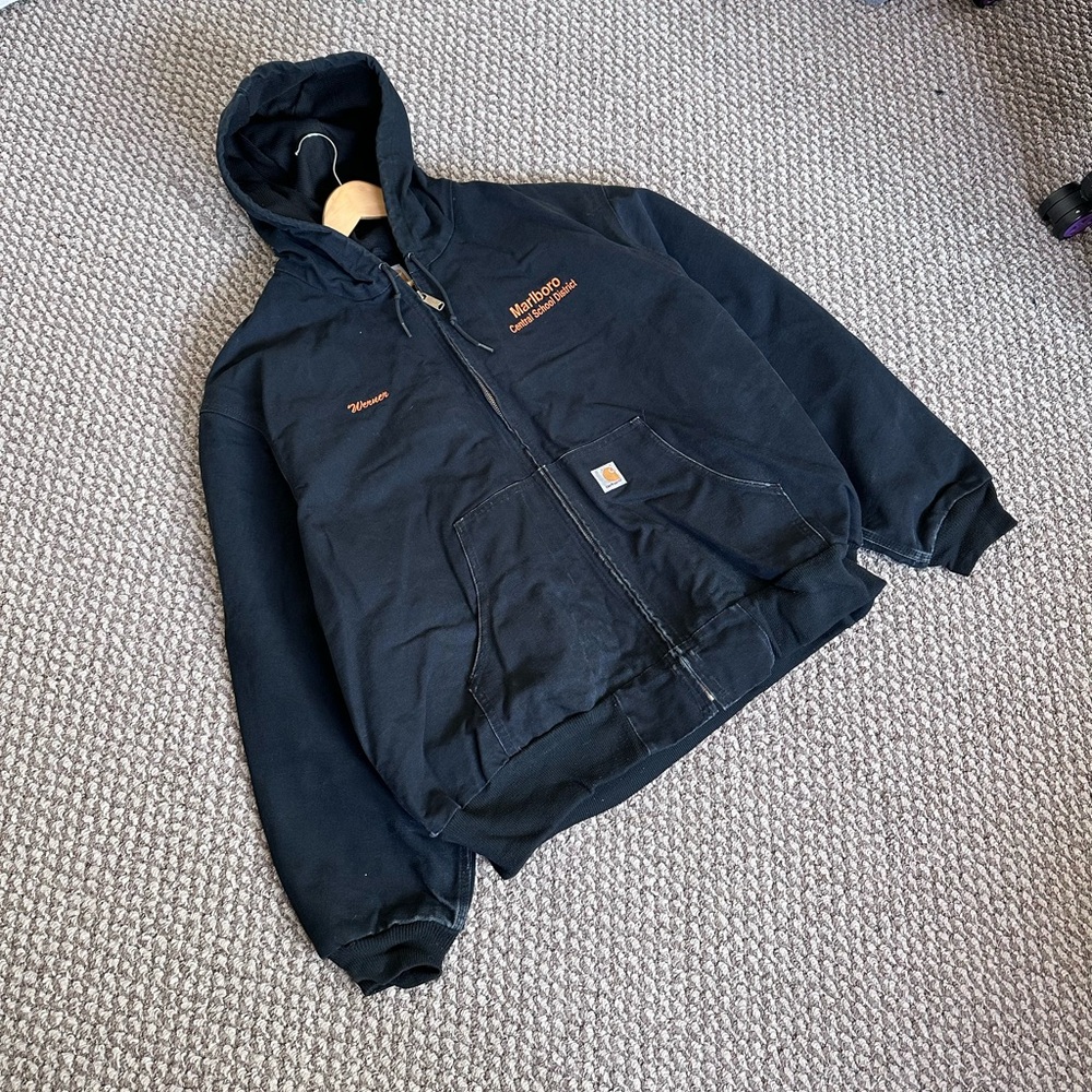 Vintage Carhartt Marlboro Jacket Embroidered Black Men’s Size 2XL Made In USA